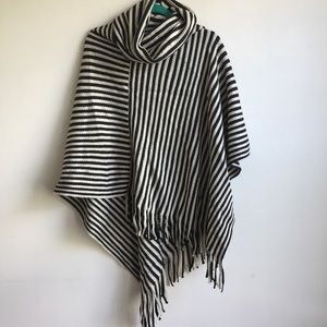 Asymmetrical cowl neck sweater poncho